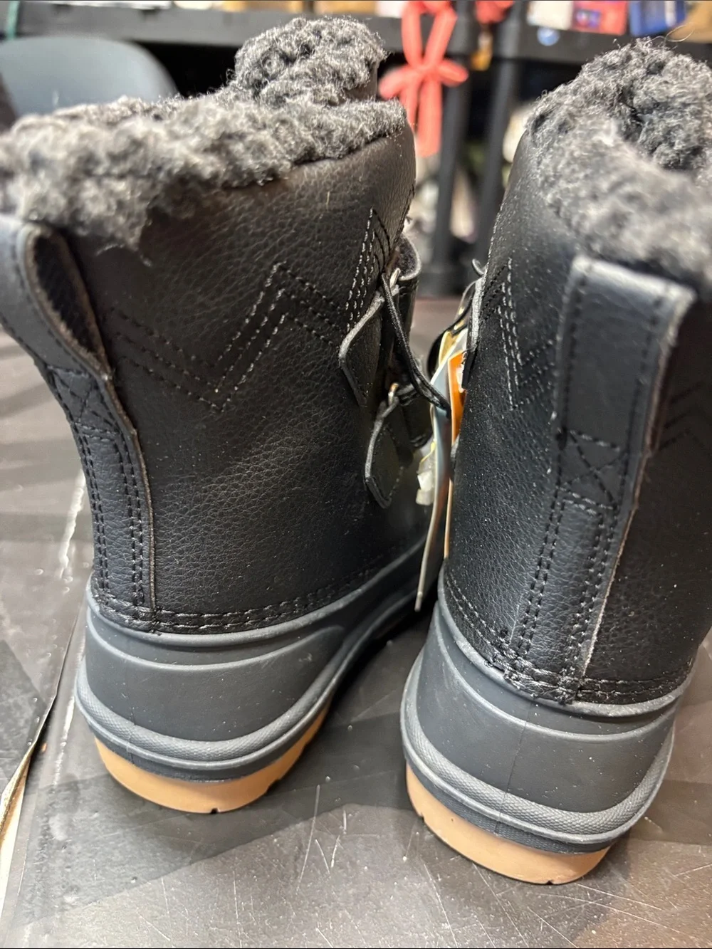 Cat & Jack Black Kids' Winter Boots with Faux-Fur Trim b189